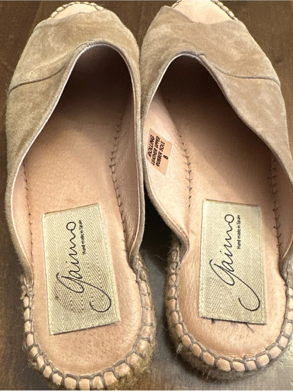 Gaimo Crossover Espadrille Leather Upper Rubber Sole Shoes Size 8 Made In Spain